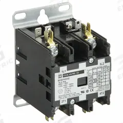 SQUARE D Definite Purpose Magnetic Contactor: 2 Poles, 120V AC, 30 A, Non-Reversing (MPN 8910DPA32V02). Key specifications — Brand: SQUARE D; Coil Voltage: 110/120V AC; Contactor Style: HVACR Definite Purpose Contactor; Terminal Connection Type: Quick-Disconnect Terminals; Maximum Voltage Rating: 600V AC; Series: 8910 Series Type DPA; Phase: Single; Main Pole Contact Form: 2NO.