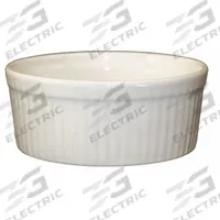 ITI Fluted Ramekin: 6 oz Capacity, Vitrified Stoneware, White, Microwaveable, Dishwasher Safe (MPN RAMF-8-AW). Key specifications — Microwaveable: Yes; Oven Safe: No; Brand: ITI; Material: Vitrified Stoneware; Color: White; NSF Certified: No; Dishwasher Safe: Yes.