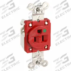 HUBBELL Receptacle: Hospital Grade Fed. Spec., Single, 5-15R, Red, 125V AC, 15 A, 2 Pole / 3 Wire (MPN HBL8210R)