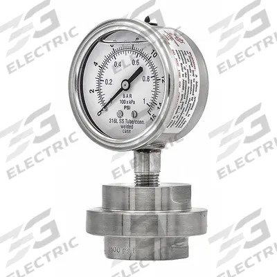 PIC GAUGES Pressure Gauge with Diaphragm Seal: 0 psi to 15 psi, 301L/3JJJ, 2 1/2 in Dial - Low-Pressure Dial Pressure Gauges with 316 SS Mini-Seal