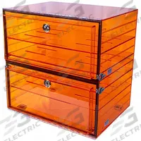 Acrylic Desiccator with Gas Port: Rectangular, 5.59 cu ft Capacity, Acrylic, 24 in Overall Wd (MPN 863-CGA/NS). Key specifications — Includes: Slip-Away Hinges; Material: Acrylic; Brand: PLAS-LABS; Desiccator Shape: Rectangular.
