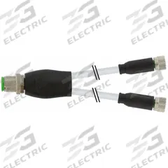 MURRELEKTRONIK Cordset: M12 Male Straight X (2) M8 Female Straight, PUR, Gray, 3 m Cable Lg (MPN 7000-40821-2300300). Key specifications — Cable Jacket Color: Gray; IP Rating: IP66K; Wire Size: 0.25 sq mm; Brand: MURRELEKTRONIK.