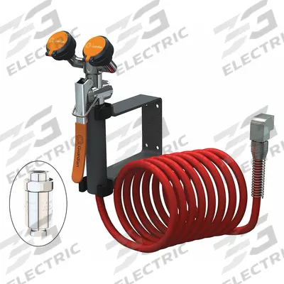 GUARDIAN EQUIPMENT Dual Head Drench Hose: Std, Eyes Coverage, Nylon Hose, 12 ft Hose Lg, NPT - Wall-Mount Drench Hose Eyewash Stations