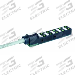 MURRELEKTRONIK Distribution Box: EXACT8, 10 Ports, 3 Pole M8 Female, 10 m Cable Lg, Gray PUR (MPN 8000-80010-3841000). Key specifications — IP Rating: IP67; Features: Plastic Housings.