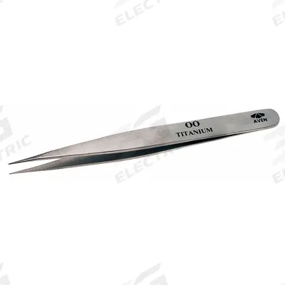 AVEN Tweezers: Titanium, Point, Straight Tip - Solder-Resistant Titanium Tweezers