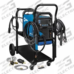 MILLER ELECTRIC Multiprocess Welder: Multimatic 215 PRO, DC, MIG/Stick Pack w/Running Gear (MPN 951000074). Key specifications — Maximum Amperage (Stick): 200 A; Maximum Amperage (TIG): 210 A; Input Voltage (Nominal) (Merch - Table Column, Filters): 120V.