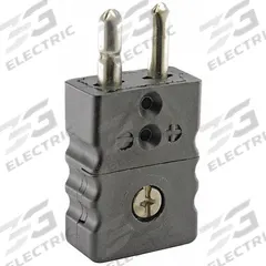 DAYTON Thermocouple Plug: Jack, For Type J Thermocouple Type, Std Plug, 2 Pins, Flat, Flat (MPN 36GL01). Key specifications — attr1432255: Flat; attr1276097: Jack; attr1276082: Standard Plug; attr1276092: DAYTON; attr1276087: Black; attr1276088: Glass-Filled Nylon; attr1276089: 36GL01.