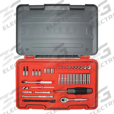 PROTO Socket Set: 1/4 in Drive, 37 Piece, SAE - SAE Socket Sets with Drive Tools