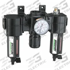 SPEEDAIRE Filter/Regulator/Lubricator: 1/4 in NPT, 56 cfm, 250 psi Max Op Pressure, 5 micron (MPN 7D712). Key specifications — attr109524: SPEEDAIRE.