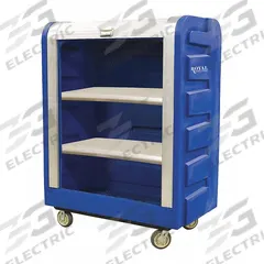 ROYAL BASKET TRUCKS Security Cart: 800 lb, 47 in L x 24 in W Self, 2 Shelves, Blue, No Handle, 2 (MPN G48-BLX-BTC-6UNN). Key specifications — Shelf Type: Fixed; Caster Brake Type: No Brake Included; Brand: ROYAL BASKET TRUCKS; Caster/Wheel Configuration: (2) Rigid; Shelves Included: 2.