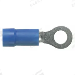 PANDUIT Ring Terminal: Blue, Vinyl Insulation, #8 Stud Size, 16 AWG to 14 AWG Wire Sizes, 600 V (MPN PV14-8R-C). Key specifications — attr1308027: PANDUIT.
