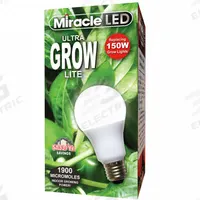 LED Grow Bulb: LED, A19, 120V, Full/Broad, 150 W Incandescent Watt Equivalency (MPN 601826). Key specifications — Plant Growth Application: Height Control; Brand: MIRACLE LED; Bulb Shape: A19; Spectrum: Full/Broad.