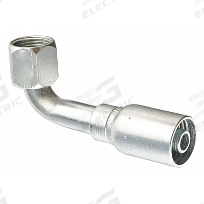 KURT Hydraulic Crimp Fitting: Carbon Steel, 90° Elbow, -8 For Hose Dash Size - Kurt Crimp Hydraulic Hose Fittings with JIC Connection