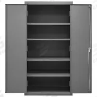 DURHAM MFG Storage Cabinet: 36 in x 24 in x 72 in, Swing Handle & Keyed, 16 ga Panel Thick, Frame (MPN 2501-4S-95). Key specifications — attr62698: Gray; attr62736: Welded; attr87895: Frame; attr62693: Assembled; attr62737: Stationary; attr62694: Adjustable; attr62695: Powder Coated; attr62696: Steel.