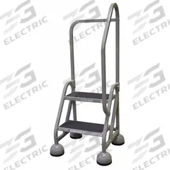COTTERMAN Rolling Ladder: 1.5 ft Platform Ht, Partially Assembled, Steel, Wt-Actuated Auto-Lock (MPN ST-223 A2 C1 P5). Key specifications — Includes Handrails: Handrails Included; Material: Steel; Brand: COTTERMAN; Color: Gray.