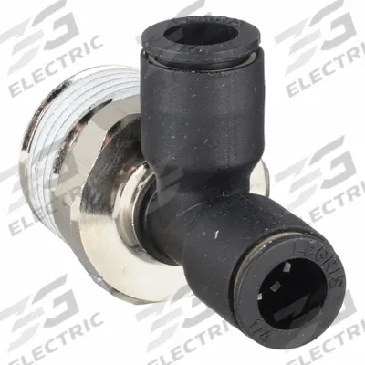 LEGRIS Push-Fit Tee Fitting: 1/4 in OD x 1/4 in OD x 3/8 in Pipe Size, Tube x Tube x MNPT - Nylon & Nickel-Plated Brass Tube Fittings