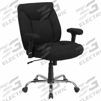 FLASH FURNITURE Office Chair: Hercules, Ht, Black, Fabric Material, 21 in Back Ht - Adjustable-Arm Office Chairs