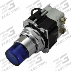 EATON Pilot Light: 30 mm Panel Mounting Size, Blue, Incandescent, 10250T Series (MPN 10250T235NC24). Key specifications — Series: 10250T; Brand: EATON; Includes Push-To-Test: Push-To-Test Included.