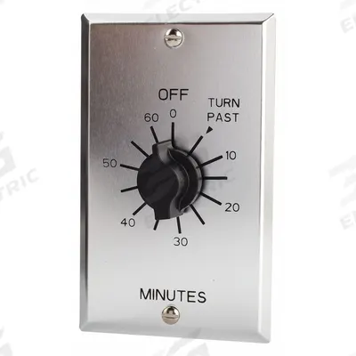 TORK Spring-Wound Timer: 2 hr Max, SPDT, 125V AC, Wall Plate Included - Spring-Wound Mechanical Timers with Wall Plates