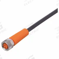 Single-Ended Cordset: M8 Female Straight X Bare Wire, 3 Pins, Black, PUR, 10 m Cable Lg (MPN EVC143). Key specifications — Cable Jacket Color: Black; End 1 Mounting Orientation: Straight; End 1 Gender: Female; End 1 Connection Type: M8; Cable Jacket Material: PUR; Brand: IFM; IP Rating: IP69K; End 2 Connection Type: Bare Wire.