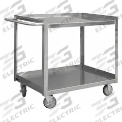 APPROVED VENDOR Utility Cart: 1,200 lb, 30 in L x 18 in W Shelf, 2 Shelves, Silver, Flat (MPN SRSC1618302FLD5PU). Key specifications — Caster/Wheel Configuration: (2) Rigid; Brand: APPROVED VENDOR; Caster Wheel/Tread Material: Polyurethane.