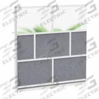 LUXOR Adaptable, stylish dividers designed to create flexible, private, and productive workspaces (MPN MW-7070-XFCG). Key specifications — Frame Finish: Eggshell; Frame Material: Aluminum; Mounting Location: Add-On; Panel Color: Gray; Panel Surface Material: Plastic; Panel Secondary Color: Clear.