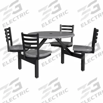 PALMER HAMILTON Picnic Table: Fiberglass, Durable Fiberglass Finish, Gray - Round Picnic Tables