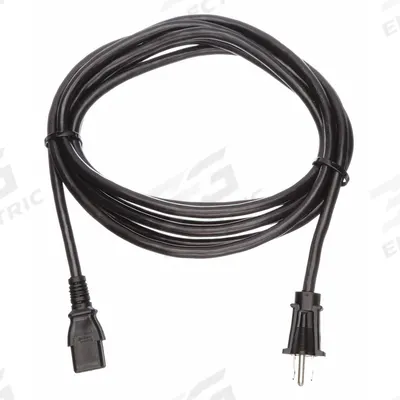 APPROVED VENDOR Power Cord: 15 ft Lg, 3/14, 5-15P Plug, C13 Receptacle, SJT, PVC - Electronic Equipment Power Cords