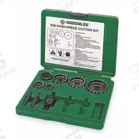 GREENLEE Hole Cutter Kit: 11 Pieces, 1/4 in Max. Cutting Dp, High Speed Steel, 11/13/14/16/6/8 Teeth (MPN 930). Key specifications — attr1098245: GREENLEE; attr1098234: High Speed Steel.