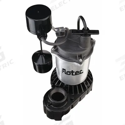 FLOTEC Submersible Sump Pump: 1/3 hp, 115V AC, 50 gpm Flow Rate @ 10' of Head - General Purpose Submersible Sump Pumps