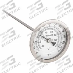 APPROVED VENDOR Dial Thermometer: 0°F to 250°F /-20°C to 120°C, 9 in Stem Lg, 5 in Dial Dia (MPN 1NGF2). Key specifications — Accuracy: ±1 % @ 41 to 200 °F, ±1.5 % Otherwise; Brand: APPROVED VENDOR.