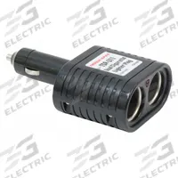 ROADPRO Power Adapter: Power Splitter, 2 Connections, Black, 12V Auxiliary Port, 12V Devices (MPN RP-2232). Key specifications — Color: Black; Includes: (2) Socket Lighter Adapters; Product Type: Power Splitter; Compatible Devices: 12V Devices; Brand: ROADPRO; Ports: 12V Auxiliary Port.