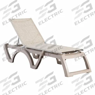 GROSFILLEX Chaise Lounge: Straw, Polyester Fabric, French Taupe, 1 Chairs, 14 in Chair Ht - Lounge Chairs