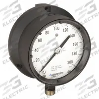 ASHCROFT Process Pressure Gauge: 0 psi to 200 psi, White, 4 1/2 in Dial, 1/2 in NPT Male, Bottom, 4X (MPN 451379SSL04L200#). Key specifications — Brand: ASHCROFT; Pointer Color: Black; Accuracy: ±0.5%; Dial Color: White; Gauge Wetted Parts: Stainless Steel; Case Material: Epoxy-Coated Aluminum; Vibration Resistance Properties: Liquid-Filled; Pressure Range: 0 psi to 200 psi.