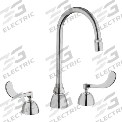 CHICAGO FAUCETS Gooseneck Kitchen/Bathroom Faucet: 786, Cast Brass, Widespread, Deck - Widespread Kitchen Faucets