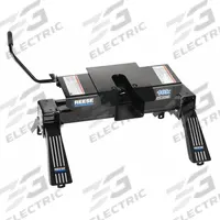 REESE Fifth Wheel: Removable Hitch, 16,000 lb Gross Trailer Wt Capacity, 4,000 lb Tongue Capacity (MPN 30047). Key specifications — Hitch Style: Removable; Pivot Angle: 44.5° (Fore-and-Aft) and 4° to 5° (Side-to-Side); Brand: REESE; Adjustable Height Range: 13-1/2 in to 17 in; Finish: Powder Coated; Locking Jaw Type: Double Jaw; Material: Steel.
