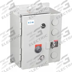 EATON NEMA Magnetic Motor Starter: Non-Reversing, 3 Poles, NEMA Size 0, 18 A, 208V AC Coil (MPN ECN0508EAA-R63/BL30). Key specifications — attr211388: EATON; attr951451: 1NO/1NC; attr951453: 208V AC; attr951489: Three; attr984425: 1NO/1NC; attr984429: Pilot Light; attr997361: None (Not Applicable to Electronic Overloads).