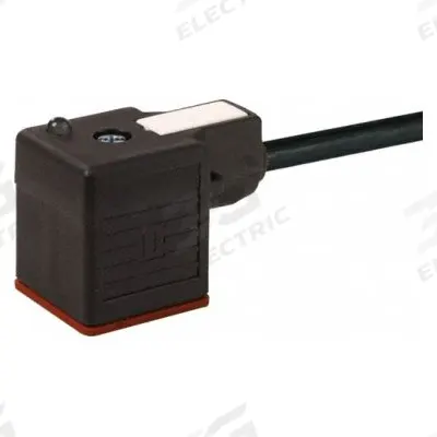 MURRELEKTRONIK Cordset: DIN Form A Female Right Angle x Bare Wire, 5 m Cable Lg, PUR, Black - DIN Form A Solenoid Connector Single-Ended Cordsets