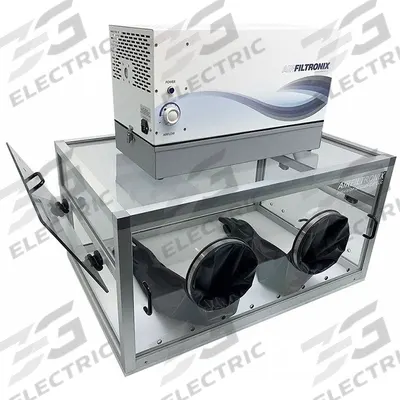 AIRFILTRONIX Glove Box: 24 in Overall Wd, 36 in Overall Lg, 2 Ports, HEPA - HEPA Filtered Glove Boxes for Hazardous Airborne Particulates