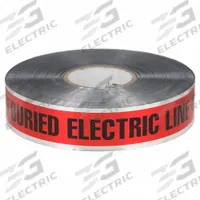 APPROVED VENDOR Underground Marking Tape: 1,000 ft Tape Lg, Red, Aluminum (MPN 91601). Key specifications — Message: Caution Buried Electric Line Below; Material: Aluminum.