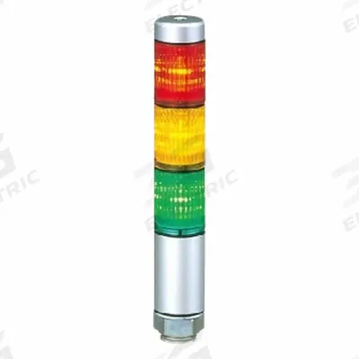 PATLITE Signal Tower: 3 Tier, No Sounder Tier, IP65, Amber/Green/Red, Direct Wire - Three-Tier Tower Light Assemblies