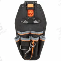 KLEIN TOOLS Tool Pouch: 6 1/2 in W x 3 1/4 in D x 11 in H, 6 Pockets, For 2 1/2 in Belt Wd - Max (MPN 55830MB). Key specifications — attr1135822: Polyester; attr1201302: Pliers; attr1124797: KLEIN TOOLS; attr1135821: Black/Gray/Orange; attr1135832: Clip.