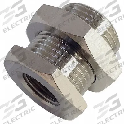 LEGRIS Bulkhead Connector: 3/8 in, x Female Threaded, 1 1/32 in Lg - Nickel-Plated Threaded High-Pressure Pipe Fittings