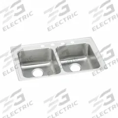 JUST MANUFACTURING Bowl Drop-In Sink: 37 in Overall Lg, 22 in Overall Wd, 6 1/2 in Bowl Dp, 2 Bowls (MPN DLADA2237A651-J). Key specifications — Brand: JUST MANUFACTURING; Color Family: Silver/Gray.