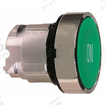 SCHNEIDER Flush Push Button: Green, 22 mm Mounting Size, Metallic - Flush-Mount & Recessed Push-Button Operators