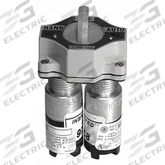 APPLETON ELECTRIC Selector Switch: Off, Short Lever, On, On, SSBA, Non-Illuminated, Aluminum, Gray (MPN SSBA1-3Q). Key specifications — Action: Maintained/Maintained/Maintained; Contact Form: 2 Circuit; Operator Head Type: Short-Handled Knob; Operator Illumination: Non-Illuminated; Series: SSBA; Brand: APPLETON ELECTRIC.