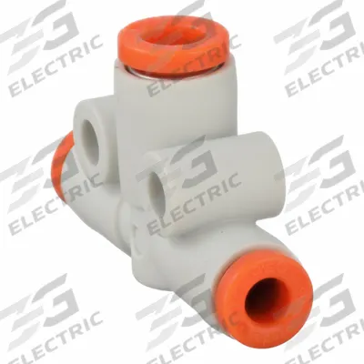 SMC Push-Fit Tee Fitting: 1/8 in OD x 1/8 in OD x 5/32 in OD Size, Polybutylene Terephthalate - Polybutylene & Brass Tube Fittings