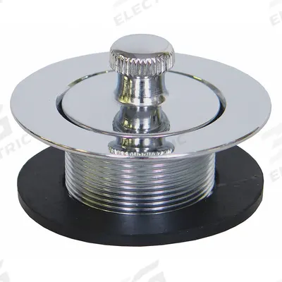 KISSLER Drain Stopper: Brass, Brass, 1 5/8 in Overall Dia, Lift and Turn - Bathtub Drain Stoppers