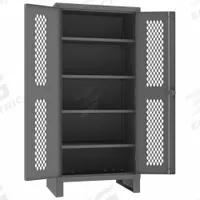 DURHAM MFG Storage Cabinet: 36 in x 24 in x 78 in, 4 Adj Shelves, Swing Handle & Padlock Hasp, Legs (MPN HDCV243678-4S95). Key specifications — Brand: DURHAM MFG; Body Panel Type: Ventilated; Base Type: Legs; Cabinet Color: Gray; Frame Assembled: Assembled.