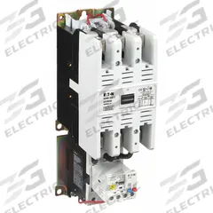 EATON Magnetic Motor Starter: Reversing, 3 Poles, NEMA Size 3, 90 A, 120V AC Coil (MPN AN19KN0A5E100-CRK). Key specifications — Brand: EATON; Auxiliary Contact Form: 1NO; Coil Voltage: 120V AC; Phase: Three; Operator: None; Operator Controls: None; Auxiliary Contacts Included: 1NO; Signaling Features: Pilot Light.